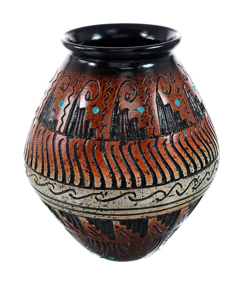 Navajo Indian Hand Crafted Pot By Artist Dewayne Eskeets NN20032